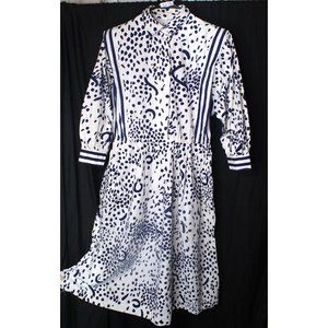 California girl USA Made Vintage White Blue Size 14 Women's Dress W/ Pockets